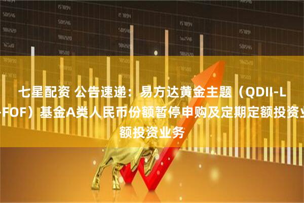 七星配资 公告速递：易方达黄金主题（QDII-LOF-FOF）基金A类人民币份额暂停申购及定期定额投资业务
